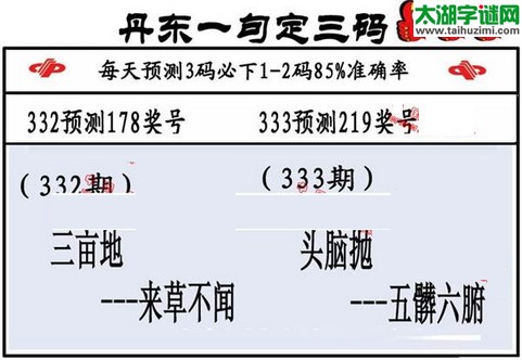 3d第2015333期丹东一句定三码