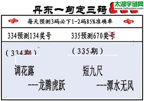 3d第2015335期丹东一句定三码