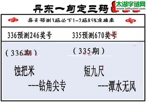 3d第2015336期丹东一句定三码