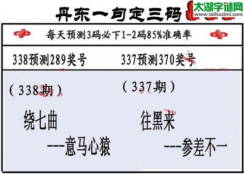 3d第2015338期丹东一句定三码