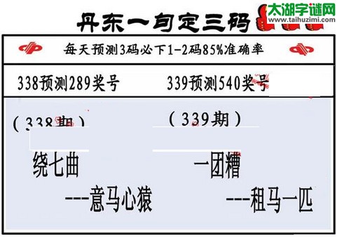 3d第2015339期丹东一句定三码