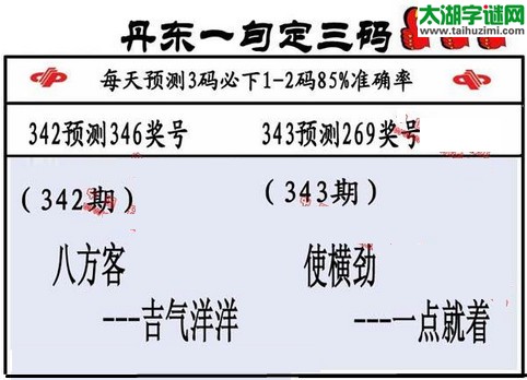 3d第2015343期丹东一句定三码