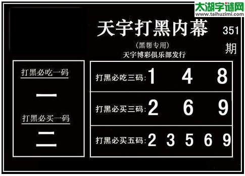 3d351期：天宇图谜(胆码杀号+必买五码)