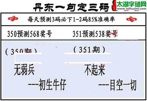 3d第2015351期丹东一句定三码