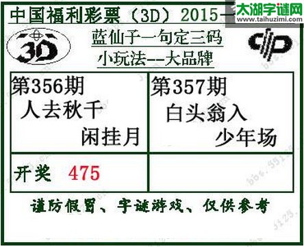 蓝仙子一句定三码15357期