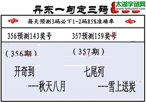 3d第2015357期丹东一句定三码