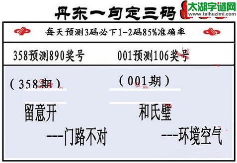 3d第2016001期丹东一句定三码