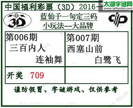 蓝仙子一句定三码16007期