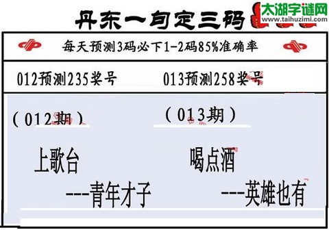 3d第2016013期丹东一句定三码