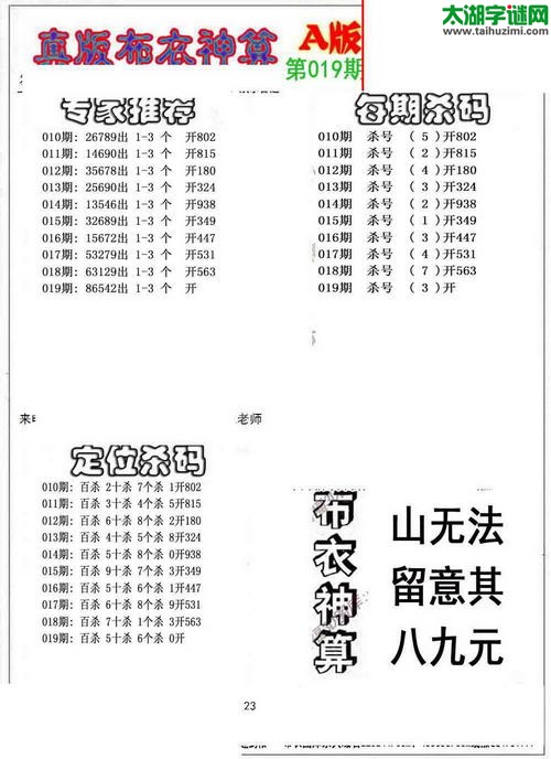 福彩3d布衣神算AB版-16019期
