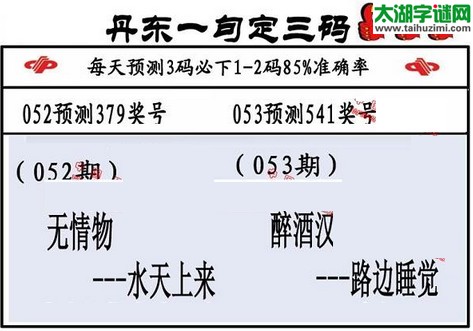 3d第2016053期丹东一句定三码