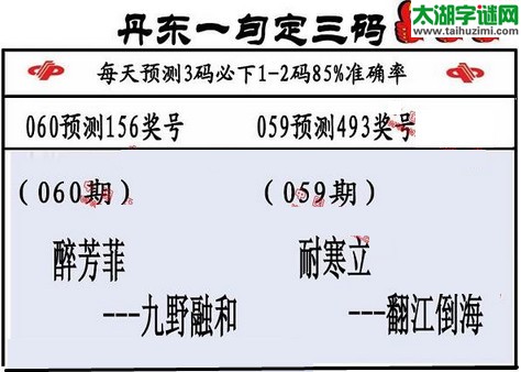 3d第2016060期丹东一句定三码