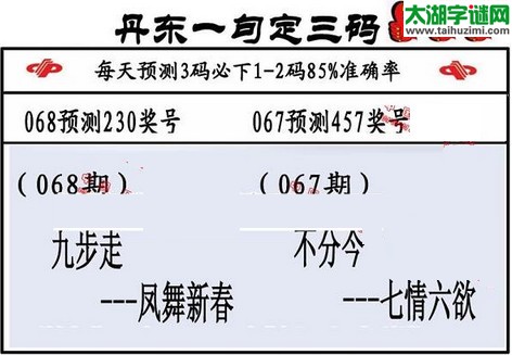 3d第2016068期丹东一句定三码