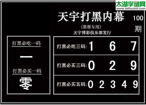 3d100期：天宇图谜(胆码杀号+必买五码)