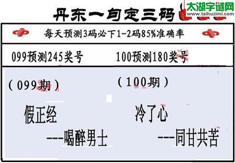 3d第2016100期丹东一句定三码