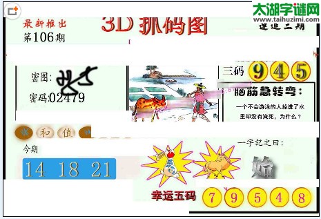 3d106期：红五图库（幸运五码）