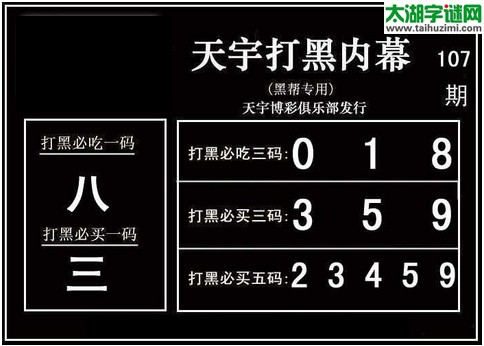 3d107期：天宇图谜(胆码杀号+必买五码)