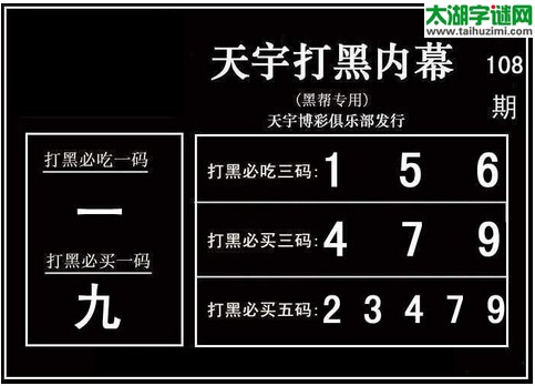 3d108期：天宇图谜(胆码杀号+必买五码)