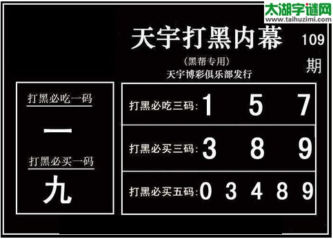 3d109期：天宇图谜(胆码杀号+必买五码)