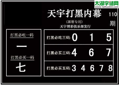 3d110期：天宇图谜(胆码杀号+必买五码)