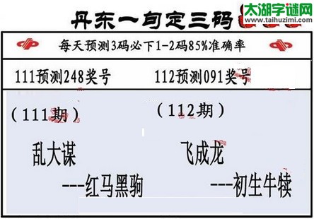 3d第2016112期丹东一句定三码