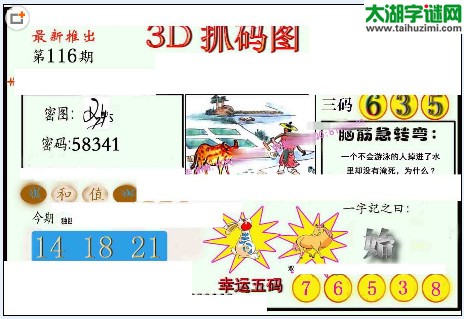 3d116期：红五图库（幸运五码）