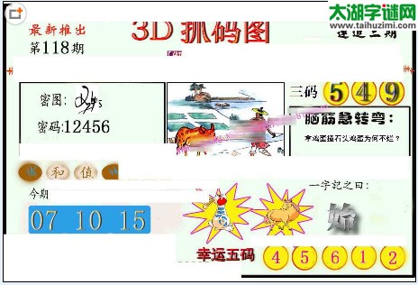 3d118期：红五图库（幸运五码）