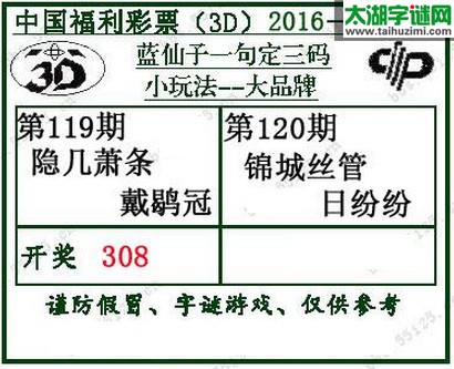 蓝仙子一句定三码16120期