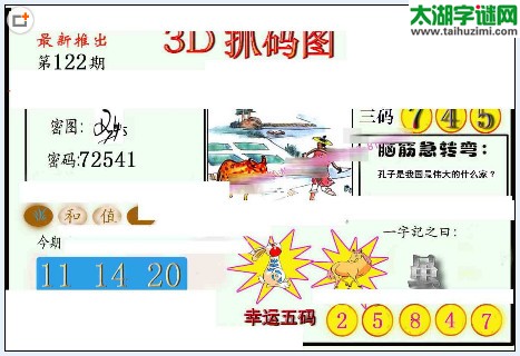 3d122期：红五图库（幸运五码）