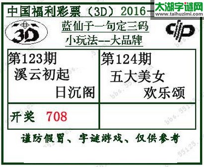 蓝仙子一句定三码16124期