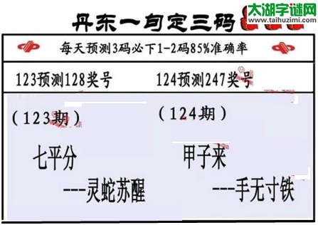 3d第2016124期丹东一句定三码