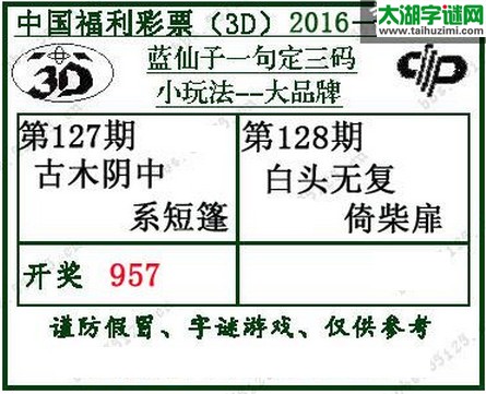 蓝仙子一句定三码16128期