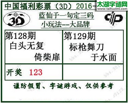 蓝仙子一句定三码16129期