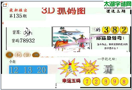 3d135期：红五图库（幸运五码）