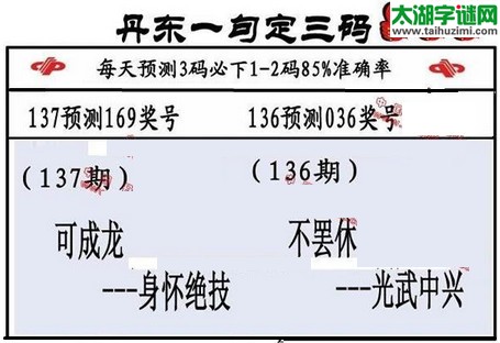 3d第2016137期丹东一句定三码