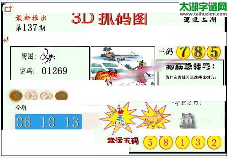 3d137期：红五图库（幸运五码）