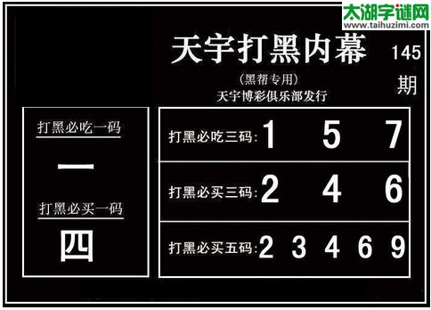 3d145期：天宇图谜(胆码杀号+必买五码)