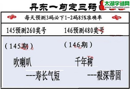 3d第2016146期丹东一句定三码