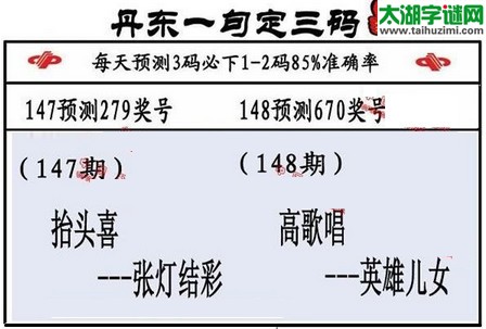 3d第2016148期丹东一句定三码