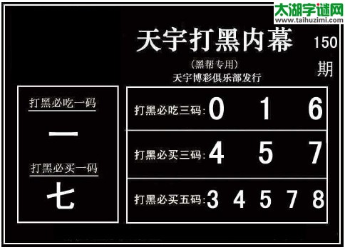 3d150期：天宇图谜(胆码杀号+必买五码)