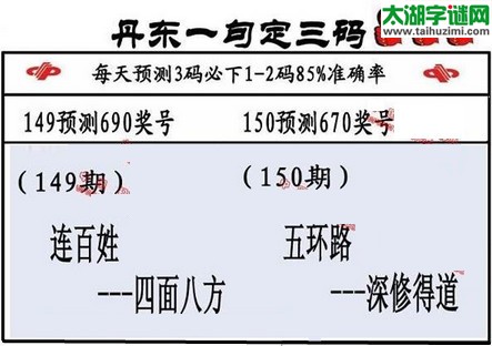 3d第2016150期丹东一句定三码