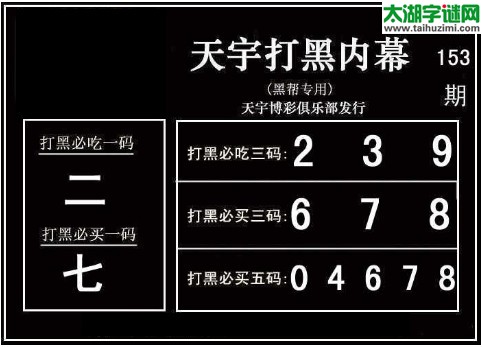 3d153期：天宇图谜(胆码杀号+必买五码)