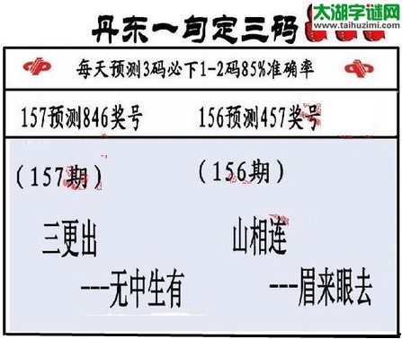 3d第2016157期丹东一句定三码
