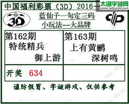 蓝仙子一句定三码16163期