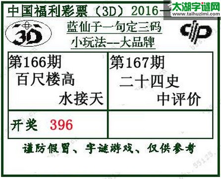 蓝仙子一句定三码16167期