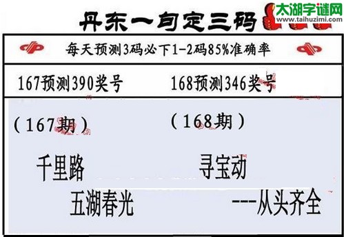 3d第2016168期丹东一句定三码