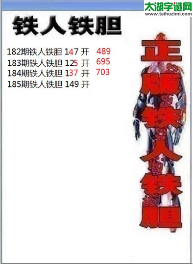 3d185期：铁人铁胆图谜