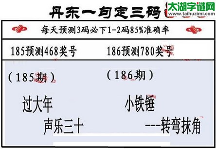 3d第2016186期丹东一句定三码