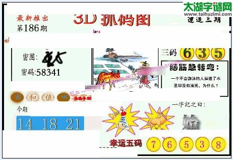 3d186期：红五图库（幸运五码）