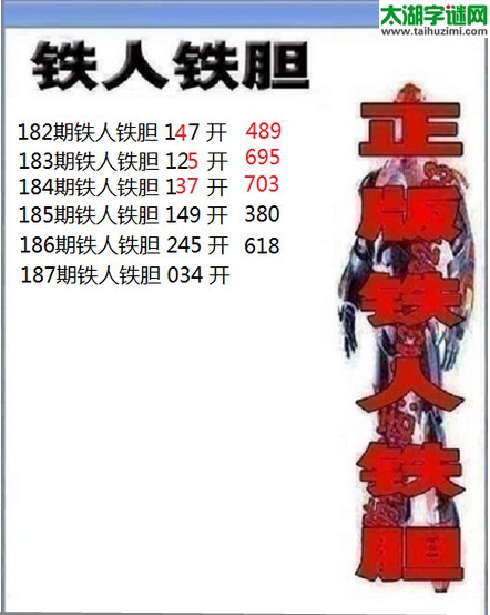 3d187期：铁人铁胆图谜